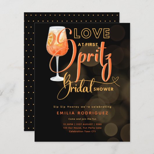Liebe im First SPRITZ Modernes Orange Brautparty (Vorne/Hinten)