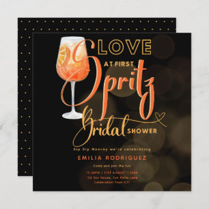 Liebe im First SPRITZ Modernes Orange Brautparty Einladung