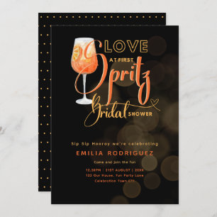 Liebe im First SPRITZ Modernes Orange Brautparty Einladung