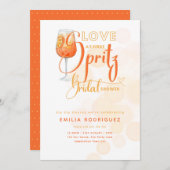 Liebe im First SPRITZ Modernes Orange Brautparty Einladung (Vorne/Hinten)