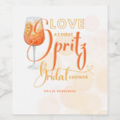 Liebe im First SPRITZ Modernes Orange Brautparty Weinetikett (Einzelnes Label)