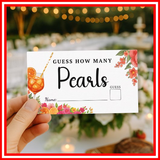 Liebe im First Spritz Pearls Game Brautparty Begleitkarte