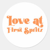 Liebe im First Spritz Retro Brautparty Runder Aufkleber (Vorderseite)