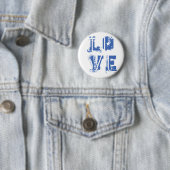 Liebe im Grungy städtischen Blau Button (Beispiel)