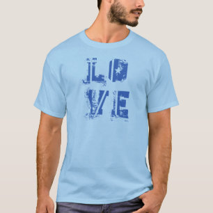 Liebe im Grungy städtischen Blau T-Shirt