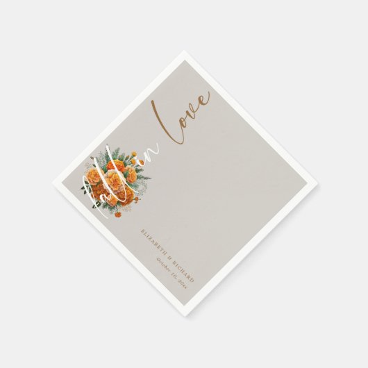Liebe im Herbst: Elegante Script-Hochzeit im Herbs Serviette (Ecke)