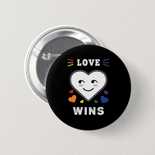 Liebe im Herzen gewinnt LGBTQ-Gay Pride Button (Vorne & Hinten)