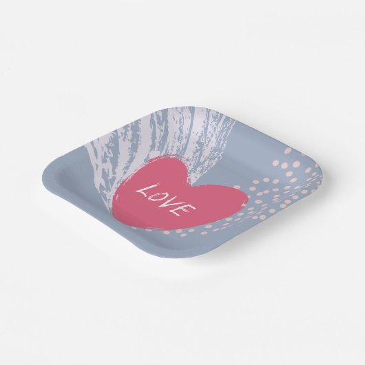 Liebe im Herzen Pappteller (Gewinkelt)