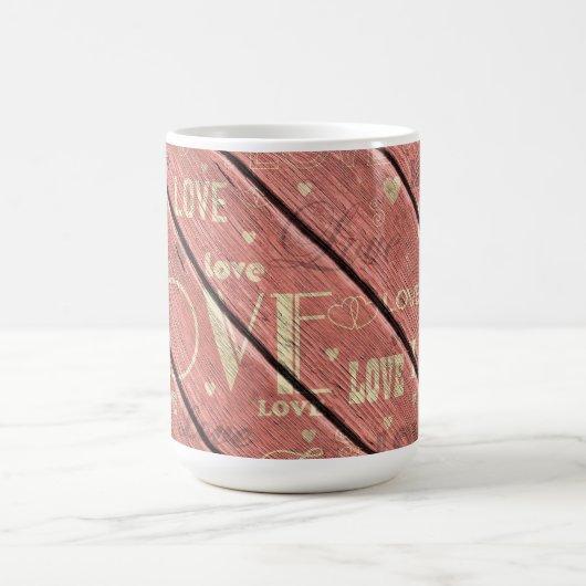 Liebe im Hintergrund Rosa Holz Kaffeetasse (Mittel)