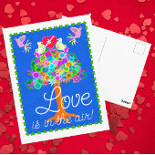 Liebe im Luftangel mit Herz Postkarte