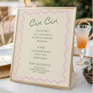 Liebe im Menü "Bloom Sage Pink Cin Cin Bar" Poster