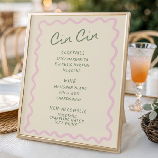 Liebe im Menü "Bloom Sage Pink Cin Cin Bar" Poster