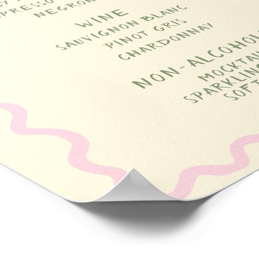 Liebe im Menü "Bloom Sage Pink Cin Cin Bar" Poster (Ecke)