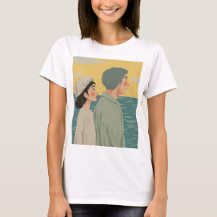 Liebe im Ozean: Ein traumhafter Blick für ein Paar T-Shirt