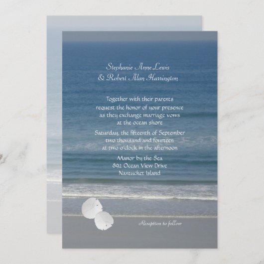 Liebe im Ozean, Sand Dollar Hochzeitseinladung Einladung (Vorne/Hinten)