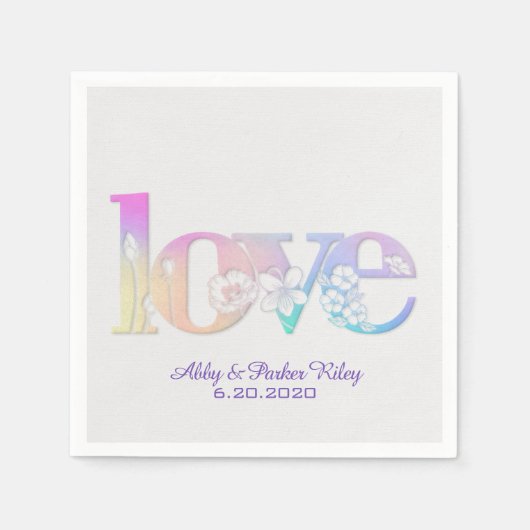 Liebe im Regenbogenblumenmuster Serviette (Vorderseite)