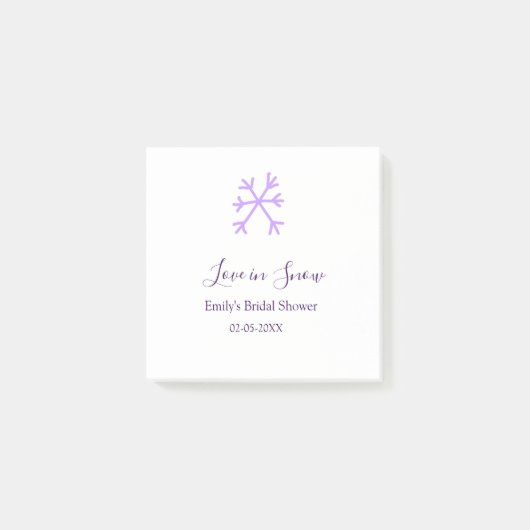 Liebe im Schnee-Junggesellinnenabschied lila Schne Post-it Klebezettel (Vorderseite)