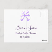 Liebe im Schnee-Junggesellinnenabschied lila Schne Postkarte (Rückseite)