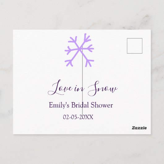 Liebe im Schnee-Junggesellinnenabschied lila Schne Postkarte (Rückseite)