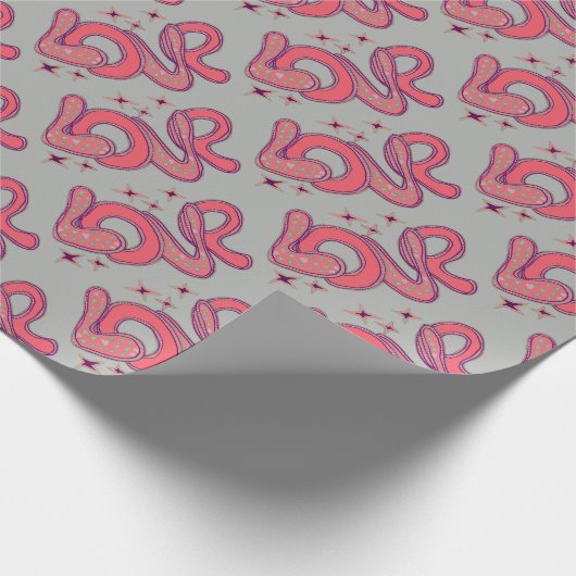 Liebe im Stil der 60er Jahre Geschenkpapier (Ecke)