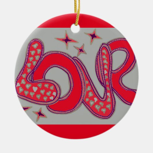 Liebe im Stil der 60er Jahre Keramikornament (Vorne)