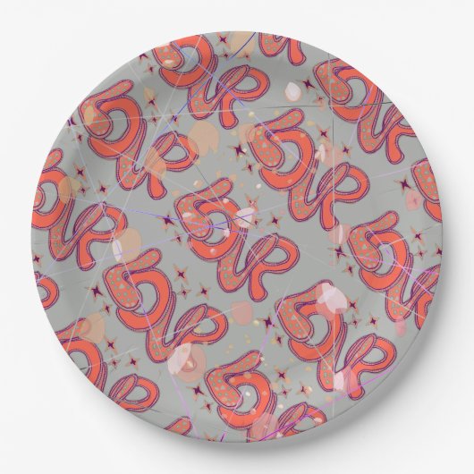 Liebe im Stil der 60er Jahre & Konfetti Pappteller (Vorderseite)