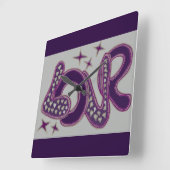 Liebe im Stil der 60er Jahre Quadratische Wanduhr (Winkel)