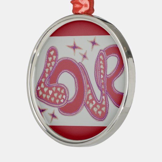 Liebe im Stil der 60er Jahre Silbernes Ornament (Links)