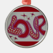 Liebe im Stil der 60er Jahre Silbernes Ornament (Vorne)