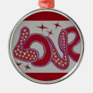 Liebe im Stil der 60er Jahre Silbernes Ornament
