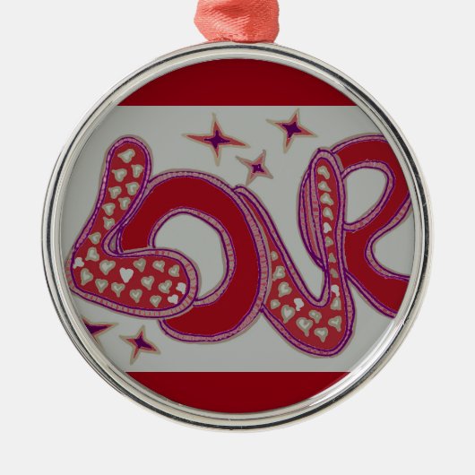 Liebe im Stil der 60er Jahre Silbernes Ornament (Vorne)