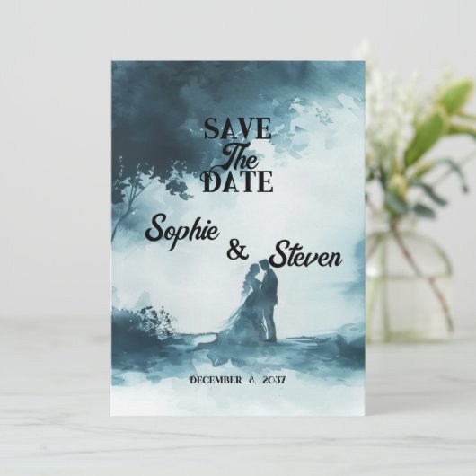 Liebe im Vollblut: Romantische Blüte Save the Date (Stehend Vorderseite)