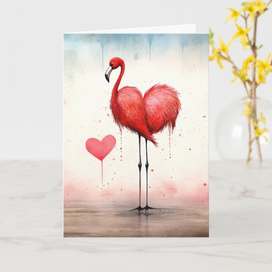 Liebe im vollen Zürichsee Valentine Flamingo Karte (Gelbe Blume)