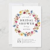 Liebe im Wildblume-Back- und QR-Codedusche Einladung (Vorderseite)