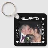 Liebe immer 2 Fotos fügen Initialen schwarz hinzu Schlüsselanhänger (Vorderseite)