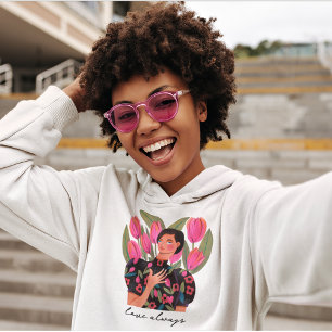 Liebe immer Frau Herz Illustration Valentinstag Hoodie