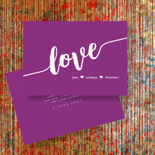 "Liebe Immer für immer" Himbeerskriptkarte Feiertagskarte