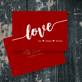 "Liebe immer für immer" Rote Skriptkarte Feiertagskarte