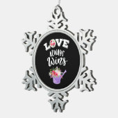 | Liebe immer gewinnen Schneeflocken Zinn-Ornament (Rechts)