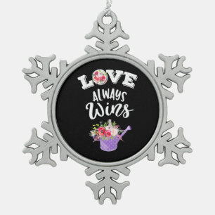 Liebe immer gewinnen Schneeflocken Zinn-Ornament