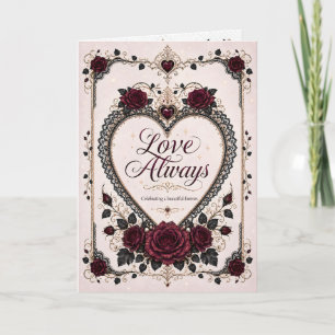 Liebe immer gothic burgunderrote Herz-Hochzeit Karte