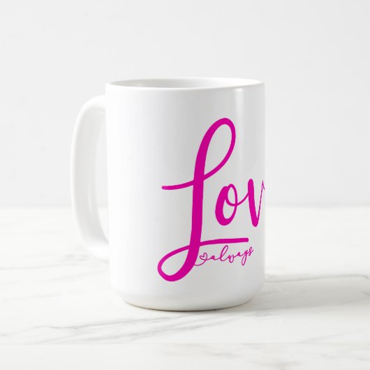 Liebe Immer hellrosa Typografie Niedliches Herz Kaffeetasse (Vorderseite Links)
