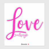 Liebe Immer leuchtend rosa Text mit niedlichem Her Aufkleber (Blatt)