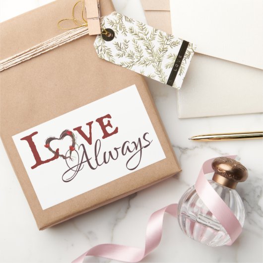 Liebe immer Red Tulip Herzkranz Rechteckiger Aufkleber (Schenken)