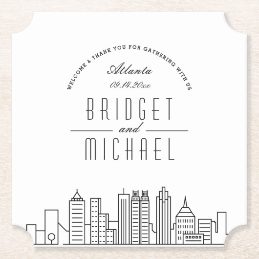 Liebe in Atlanta | City Skyline Willkommen Untersetzer (Vorderseite)