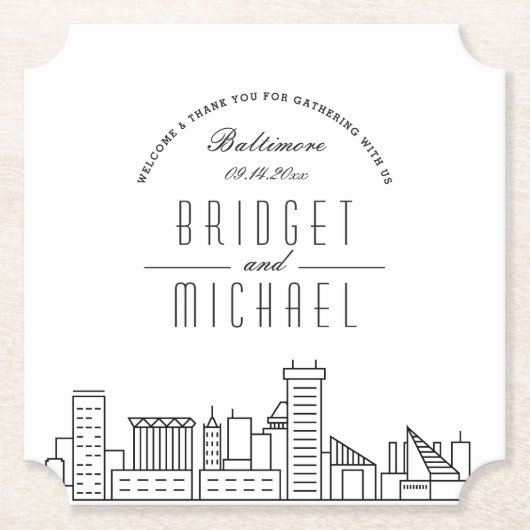 Liebe in Baltimore | City Skyline Willkommen Untersetzer (Vorderseite)