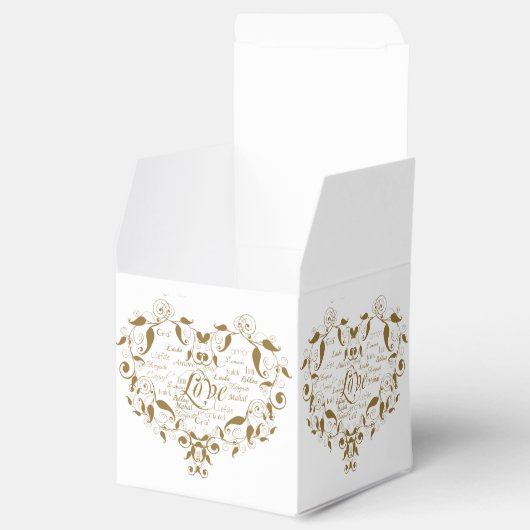 Liebe in beliebiger Sprache in Gold-Gastgeschenk H Geschenkschachtel (Geöffnet)
