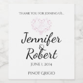 Liebe in beliebiger Sprache in pinkfarbenem Etiket Weinetikett (Einzelnes Label)