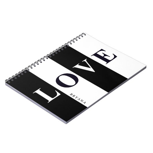 LIEBE IN BLACK & WHITE Chic Personalisiert-Noteboo Notizblock (Linke Seite)