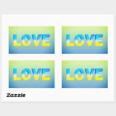 LIEBE in Blau und Gelb LIEBE für die Ukraine Rechteckiger Aufkleber (Blatt)